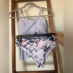 Maternity Striped and Floral Bikini Set